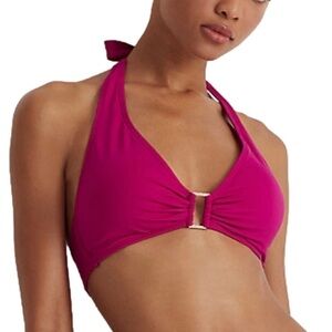 Lauren Ralph Lauren Ring-Front Halter Bikini Top Size 12